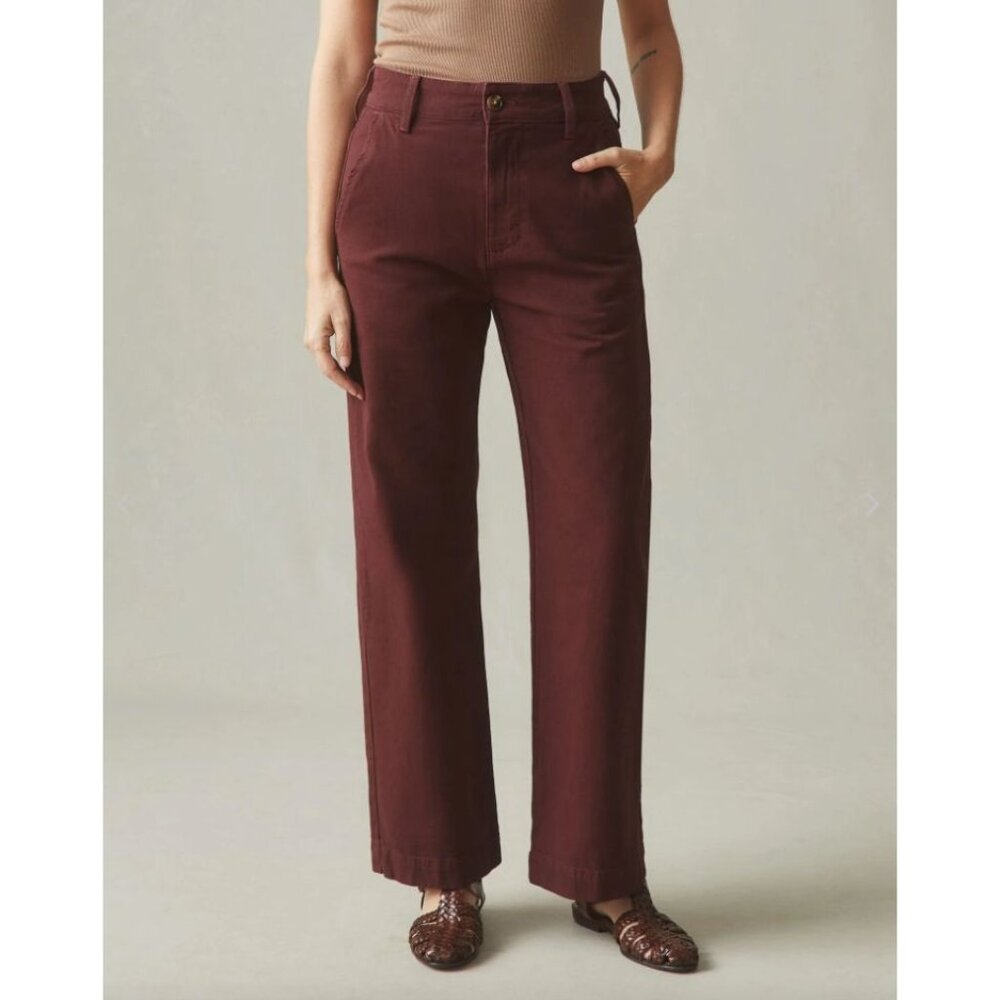NEW American Giant Womens 8 Rum Raisin Wide Leg Pants Cotton Stretch USA